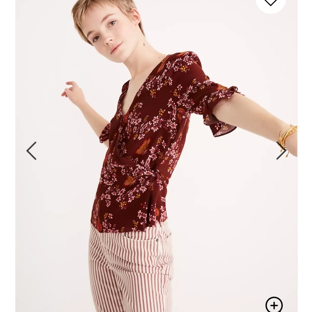 EUC Madewell Tie-Sleeve Wrap Top - Picture 2 of 12